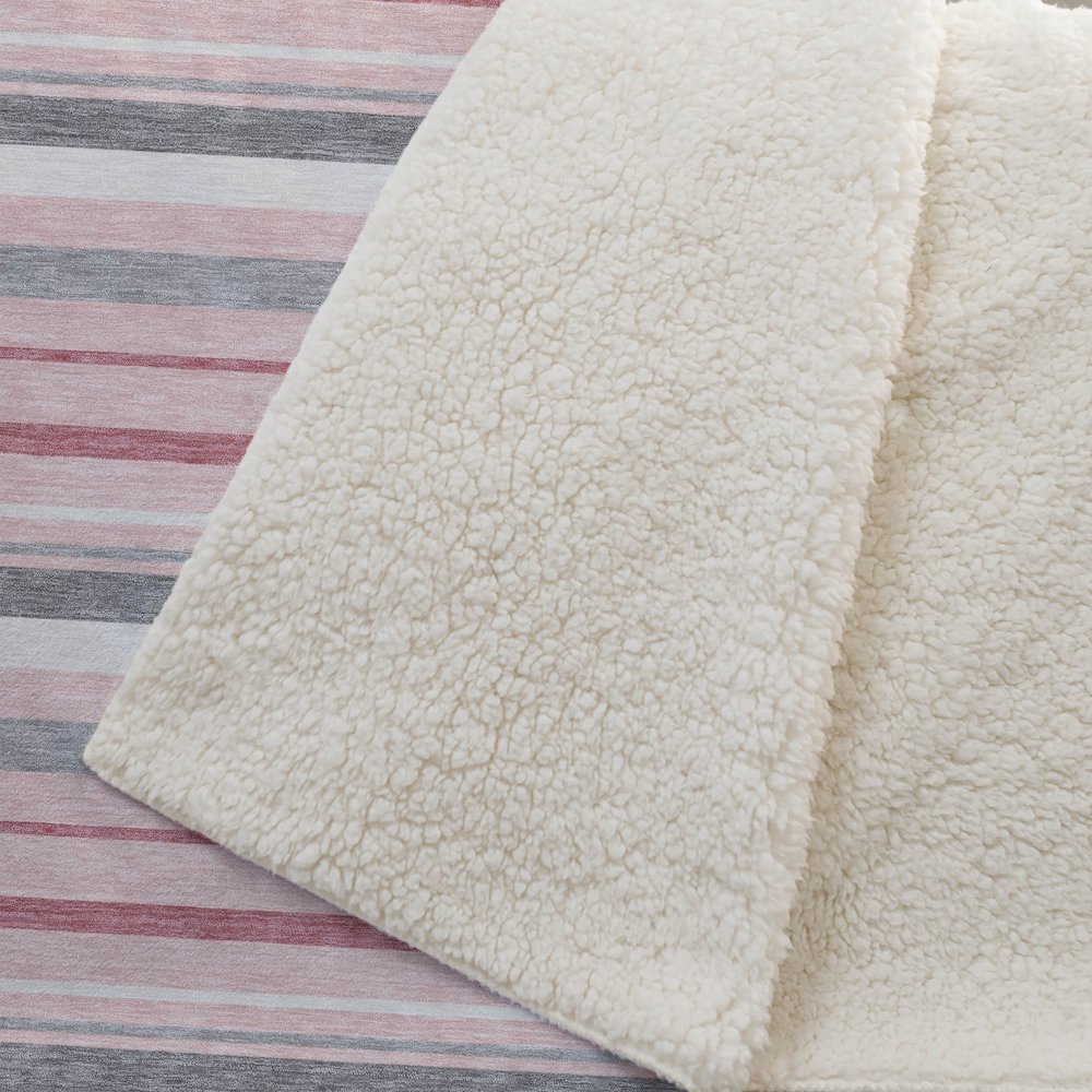 Premium Machine Washable ASB879 Pink 50" x 70" Sherpa Throw Blanket. Picture 2