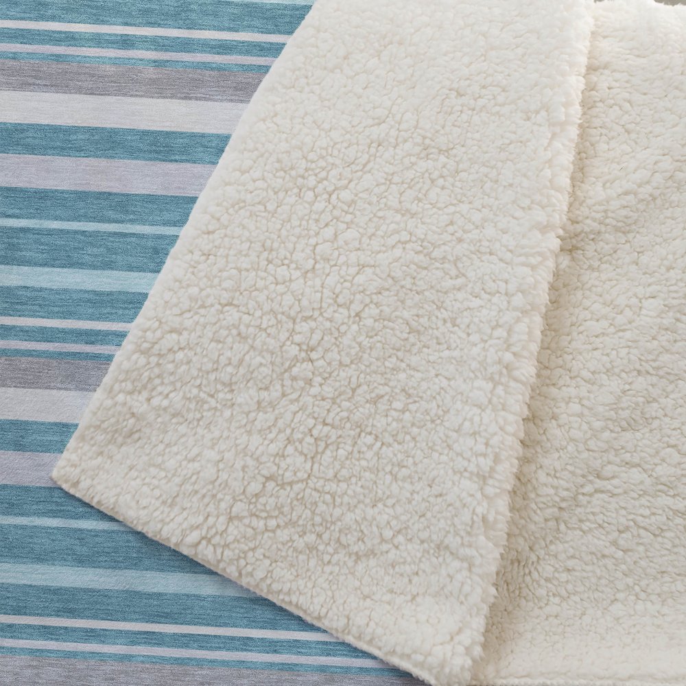 Premium Machine Washable ASB879 Teal 50" x 70" Sherpa Throw Blanket. Picture 2