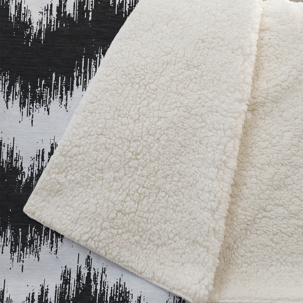 Premium Machine Washable ASB880 Black 50" x 70" Sherpa Throw Blanket. Picture 2