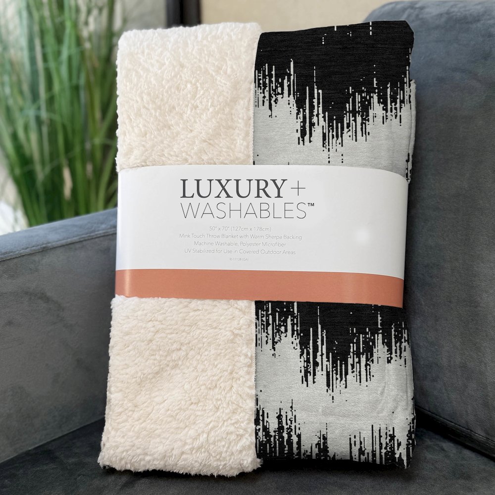 Premium Machine Washable ASB880 Black 50" x 70" Sherpa Throw Blanket. Picture 3