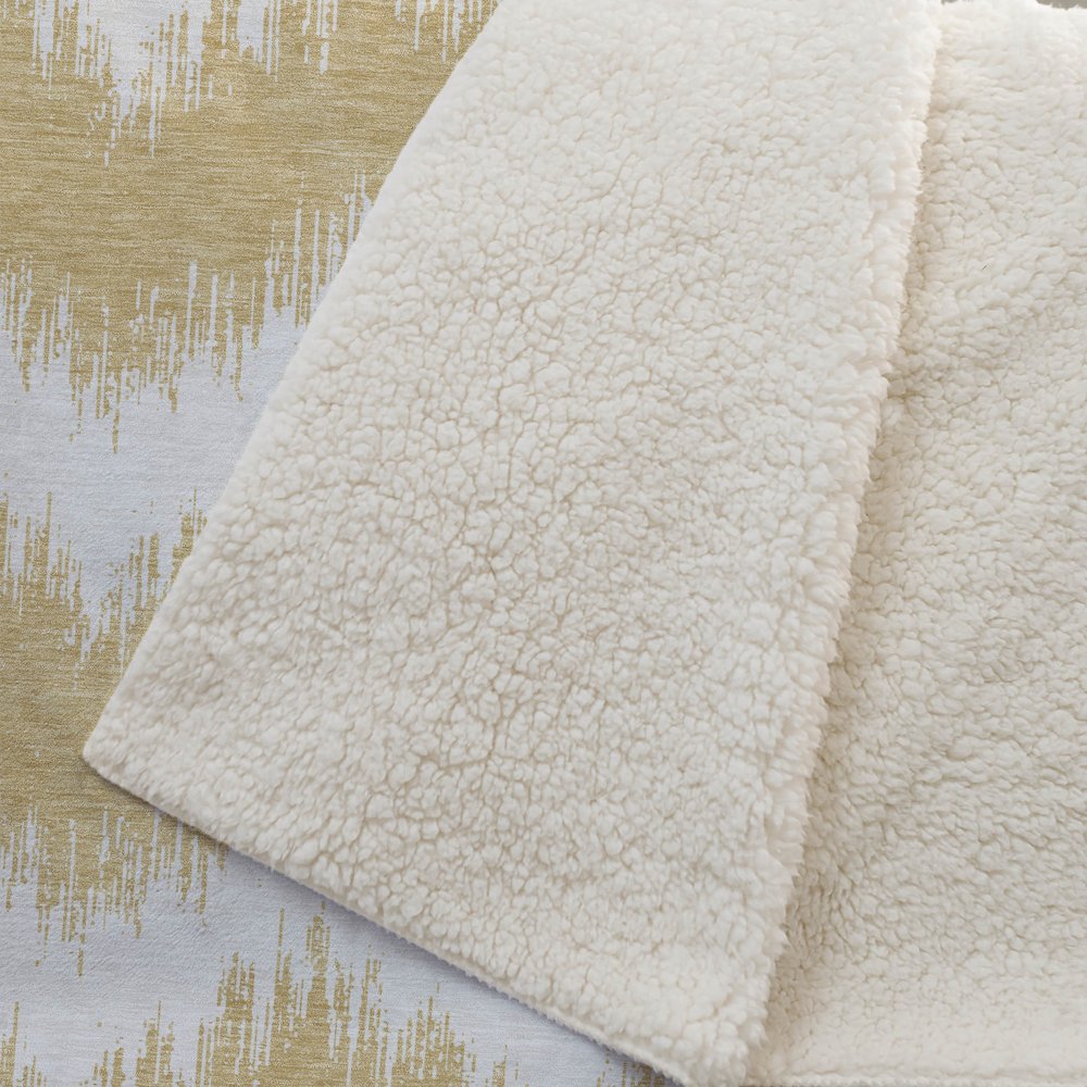 Premium Machine Washable ASB880 Gold 50" x 70" Sherpa Throw Blanket. Picture 2