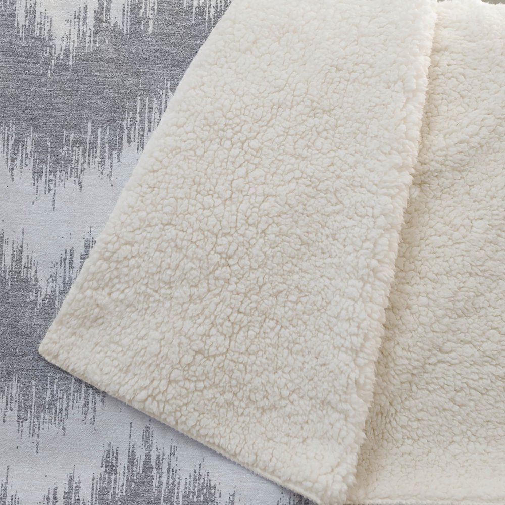 Premium Machine Washable ASB880 Gray 50" x 70" Sherpa Throw Blanket. Picture 2