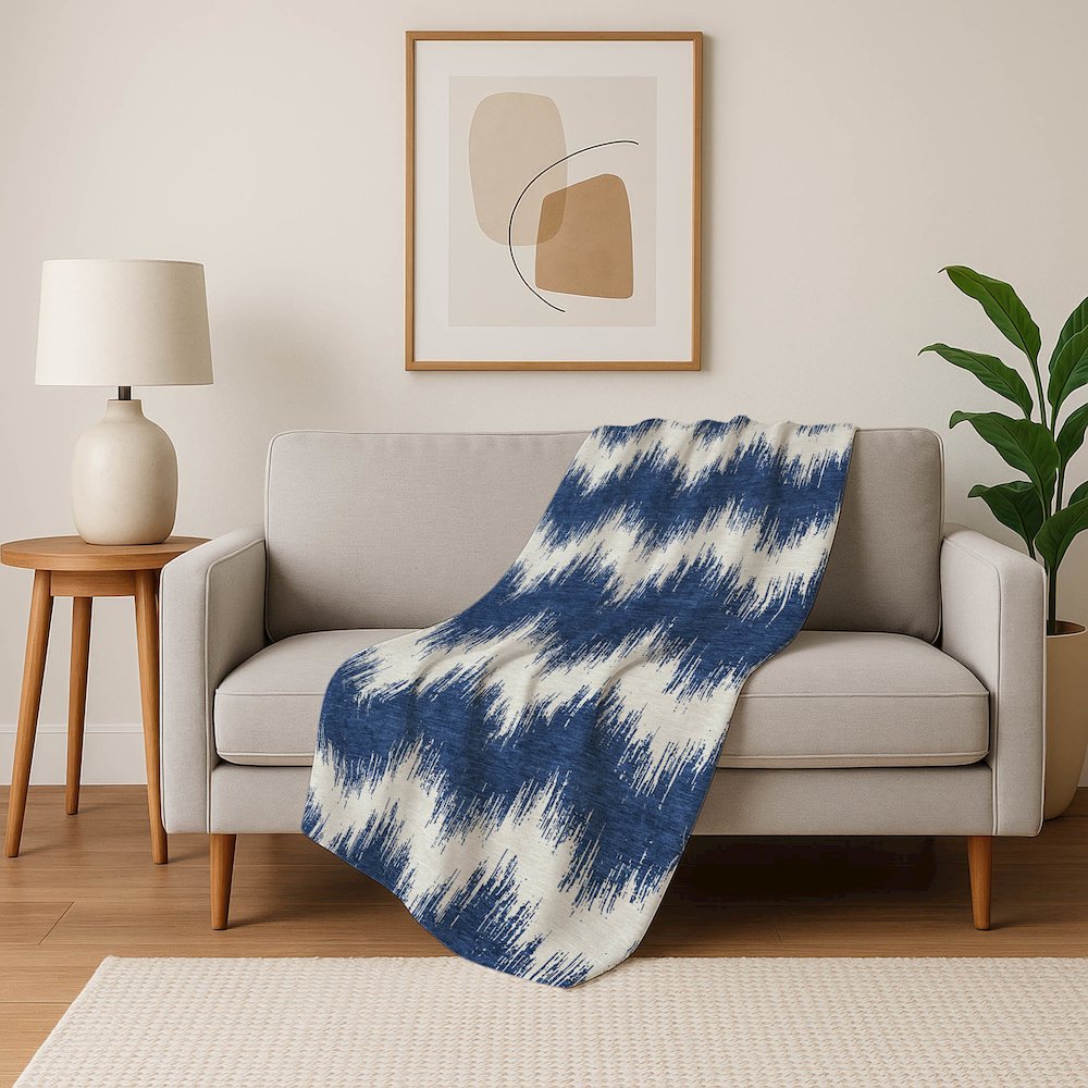 Premium Machine Washable ASB880 Navy 50" x 70" Sherpa Throw Blanket. Picture 5