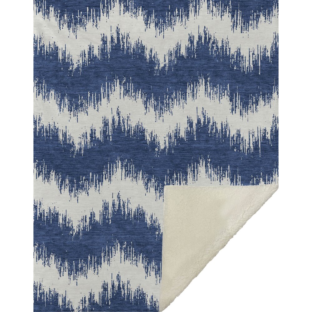 Premium Machine Washable ASB880 Navy 50" x 70" Sherpa Throw Blanket. Picture 1