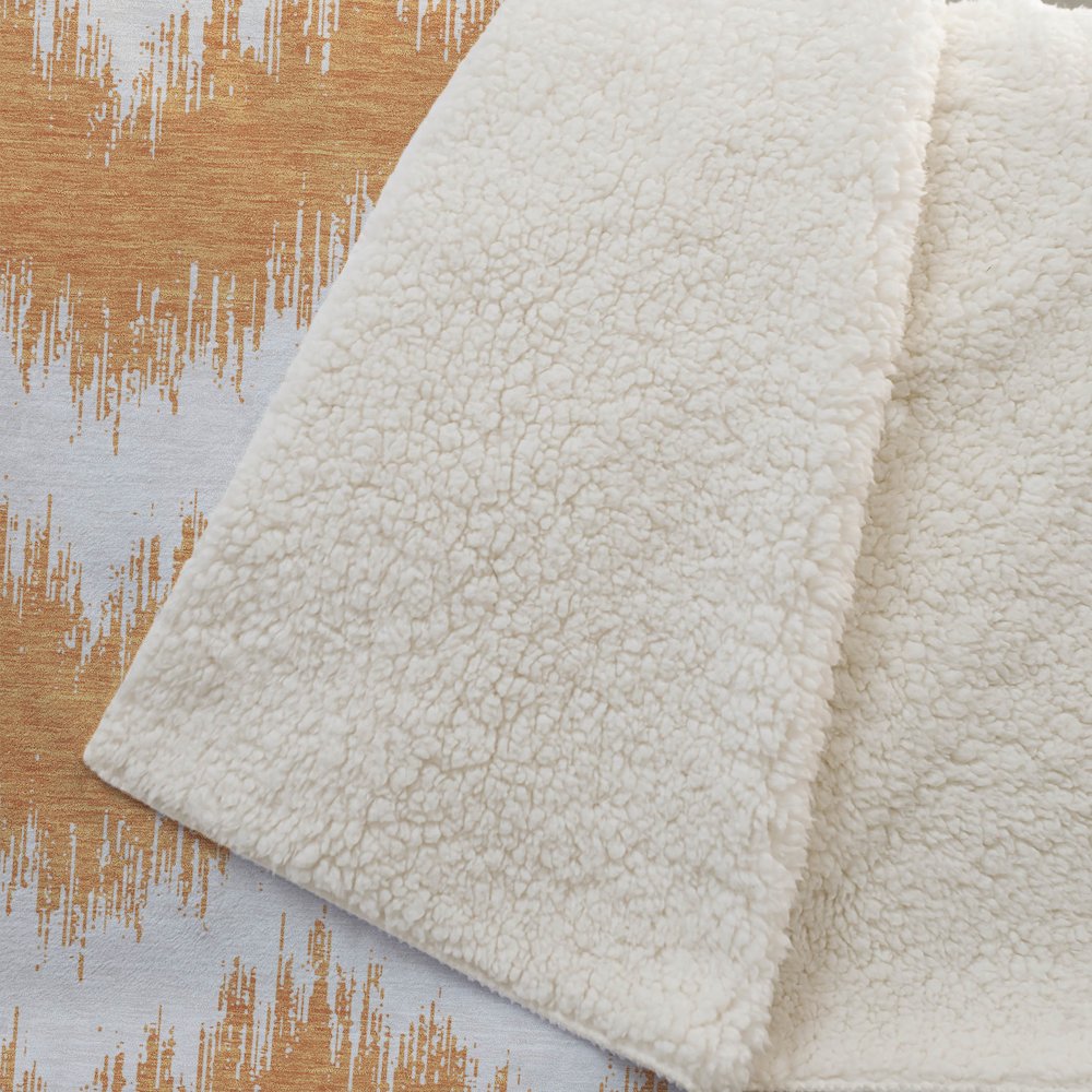 Premium Machine Washable ASB880 Orange 50" x 70" Sherpa Throw Blanket. Picture 2
