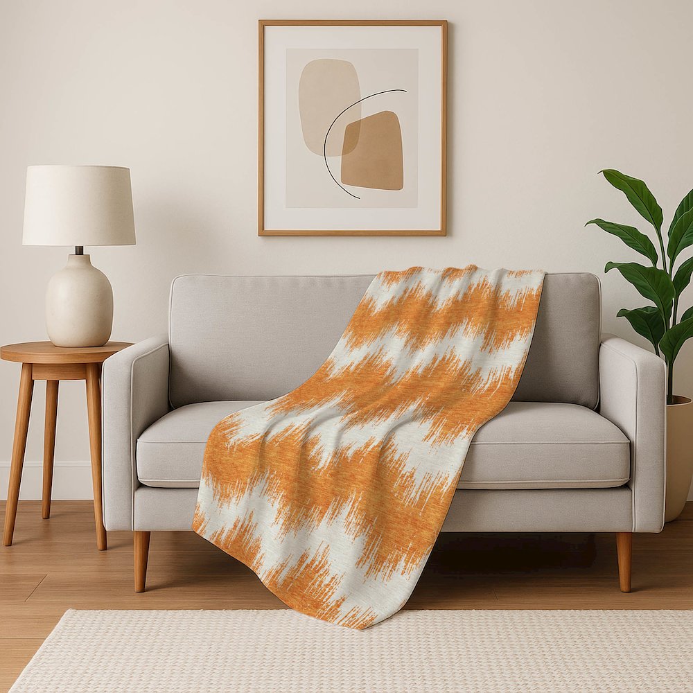 Premium Machine Washable ASB880 Orange 50" x 70" Sherpa Throw Blanket. Picture 5