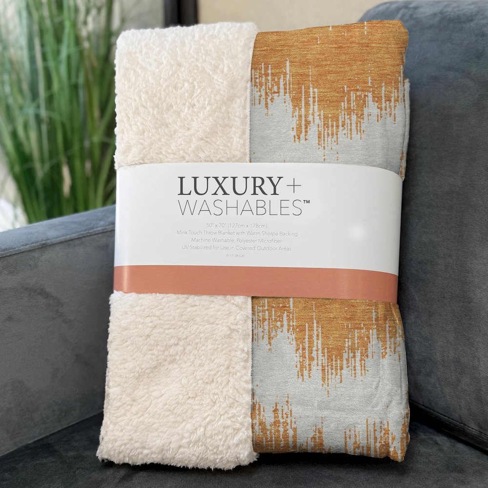 Premium Machine Washable ASB880 Orange 50" x 70" Sherpa Throw Blanket. Picture 3