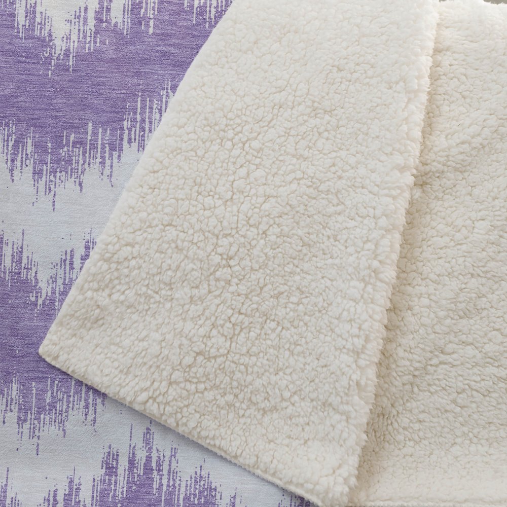 Premium Machine Washable ASB880 Purple 50" x 70" Sherpa Throw Blanket. Picture 2