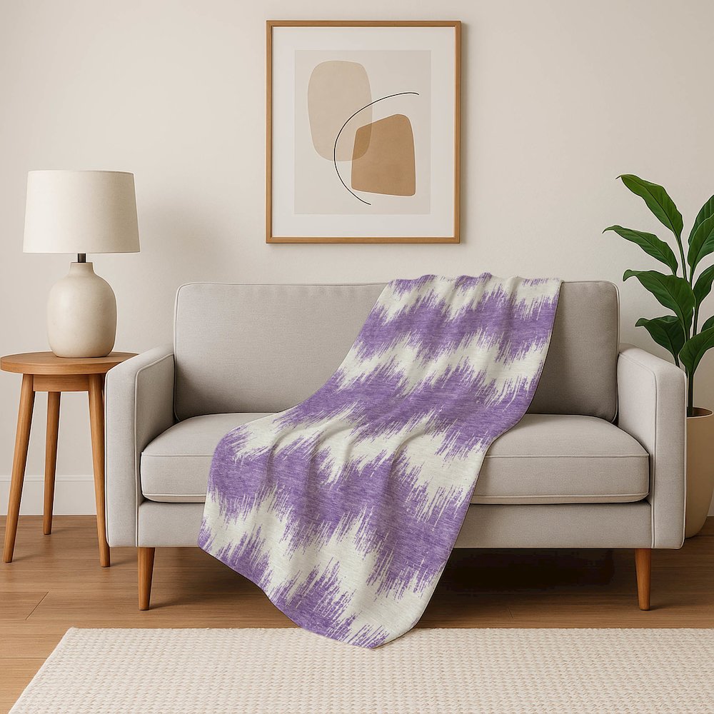 Premium Machine Washable ASB880 Purple 50" x 70" Sherpa Throw Blanket. Picture 5