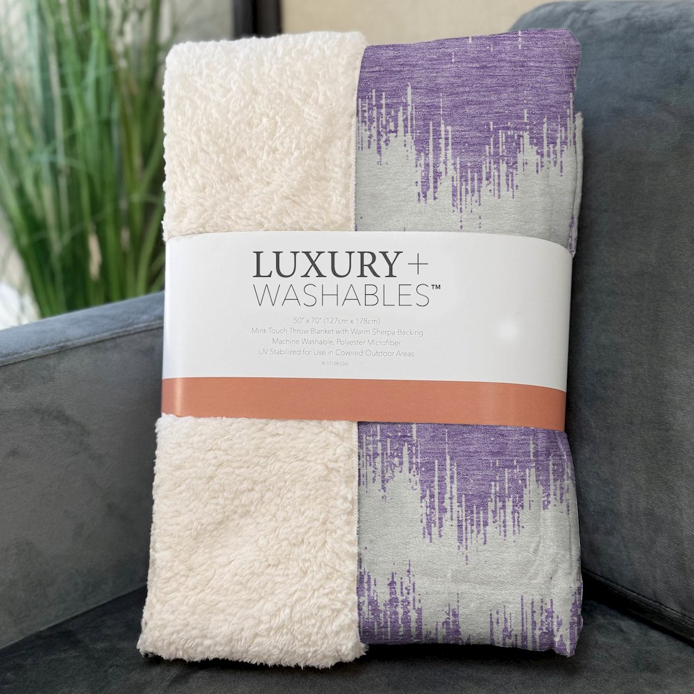 Premium Machine Washable ASB880 Purple 50" x 70" Sherpa Throw Blanket. Picture 3