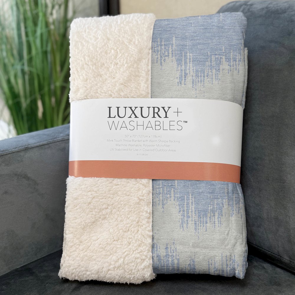 Premium Machine Washable ASB880 Sky 50" x 70" Sherpa Throw Blanket. Picture 3