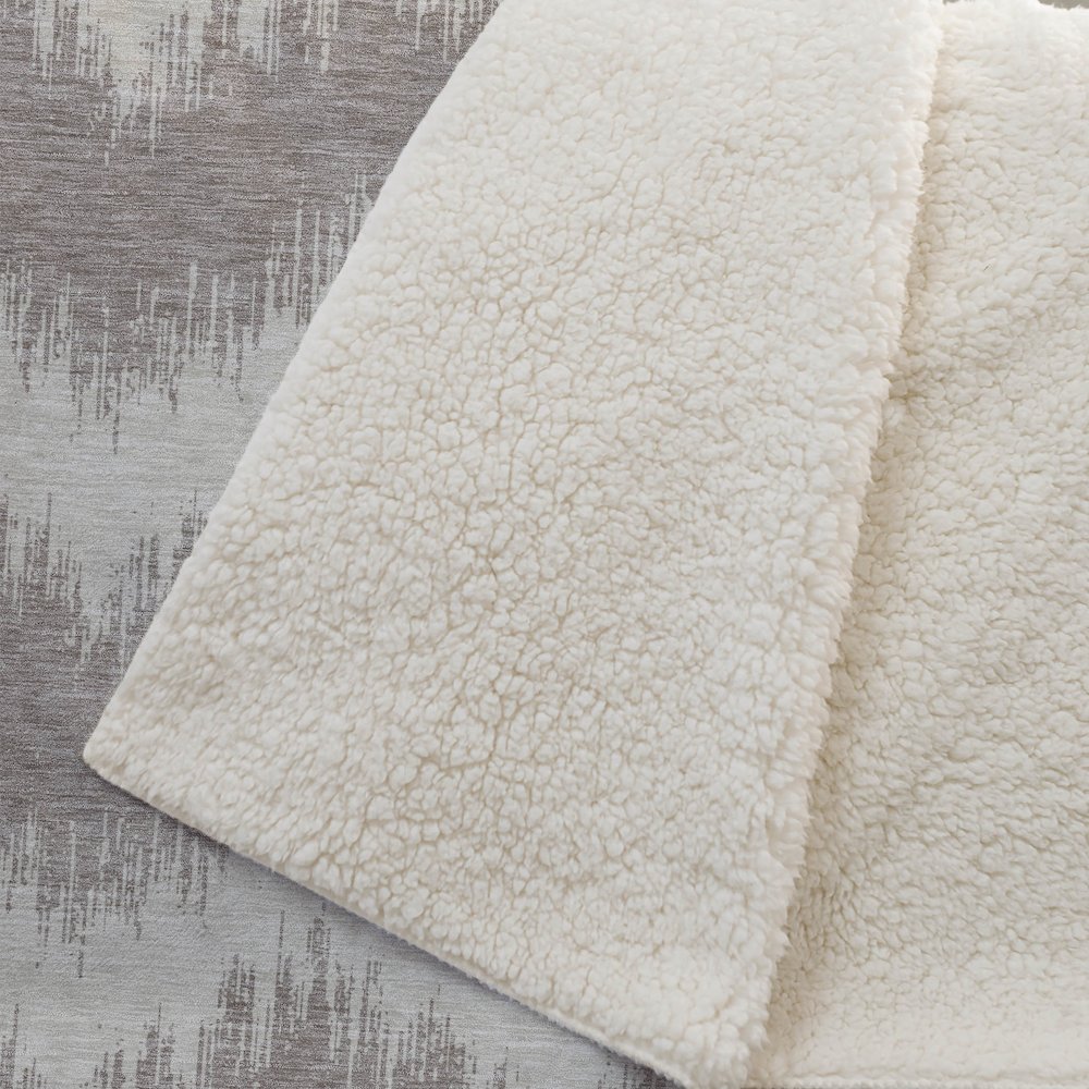 Premium Machine Washable ASB880 Taupe 50" x 70" Sherpa Throw Blanket. Picture 2