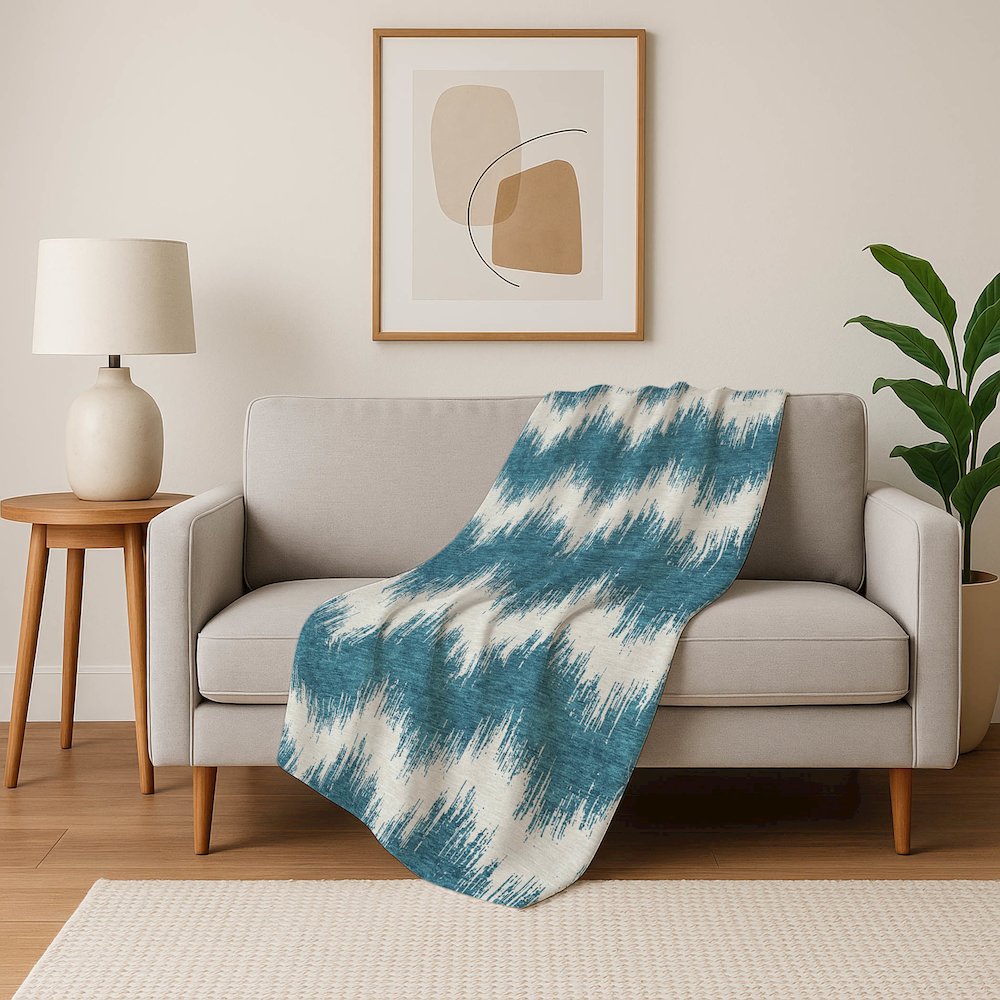 Premium Machine Washable ASB880 Teal 50" x 70" Sherpa Throw Blanket. Picture 5