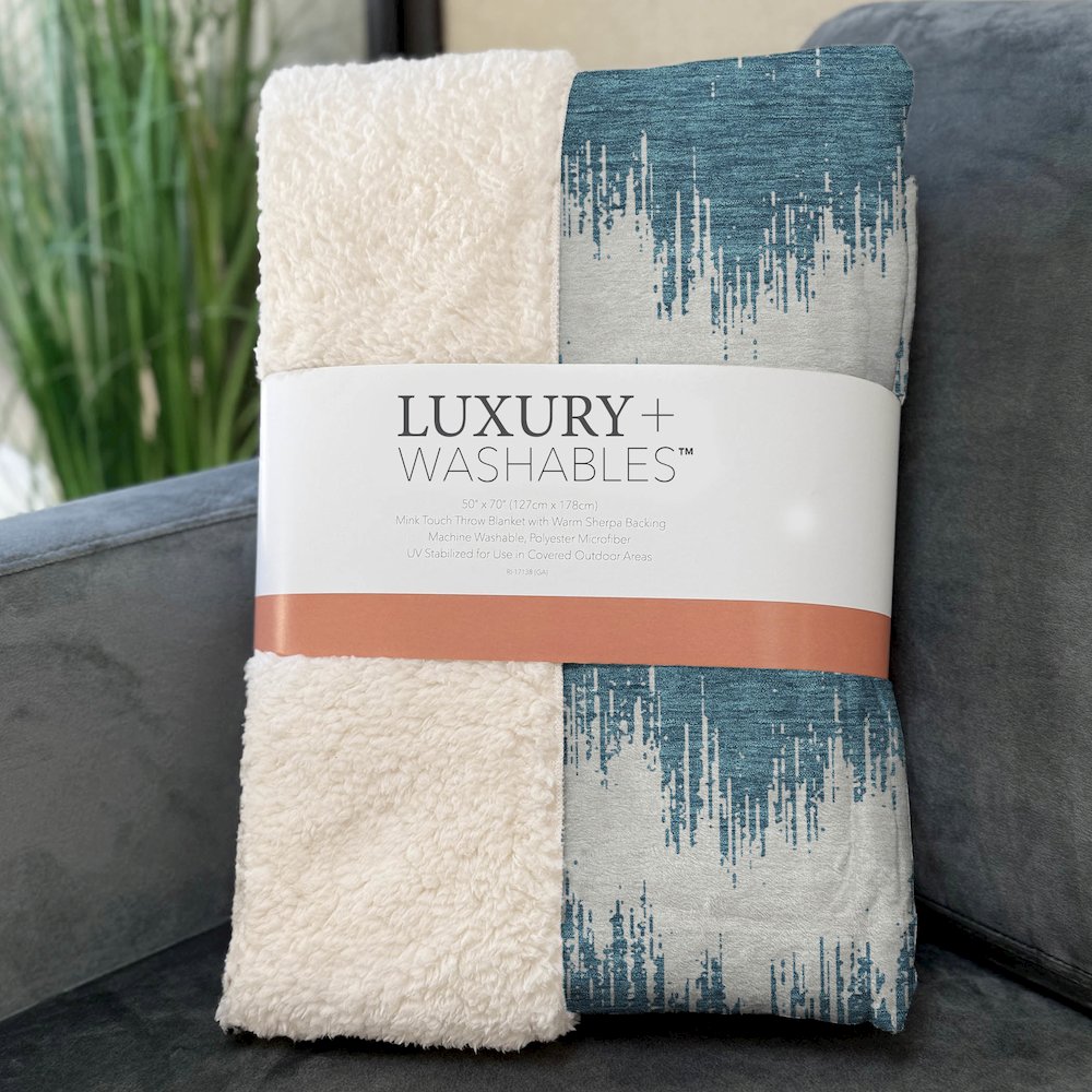 Premium Machine Washable ASB880 Teal 50" x 70" Sherpa Throw Blanket. Picture 3
