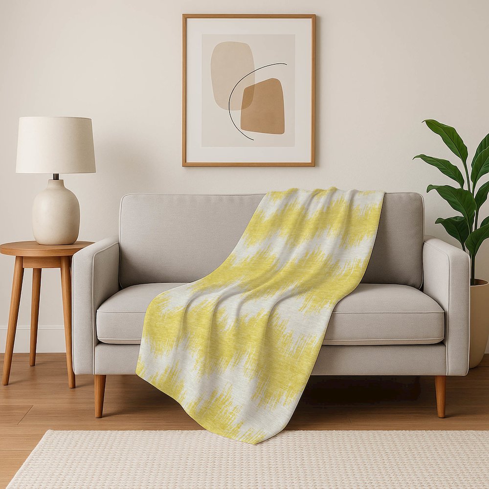 Premium Machine Washable ASB880 Yellow 50" x 70" Sherpa Throw Blanket. Picture 5