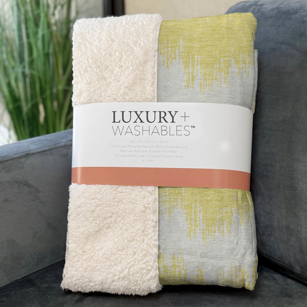 Premium Machine Washable ASB880 Yellow 50" x 70" Sherpa Throw Blanket. Picture 3