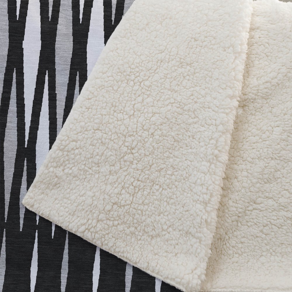 Premium Machine Washable ASB881 Black 50" x 70" Sherpa Throw Blanket. Picture 2