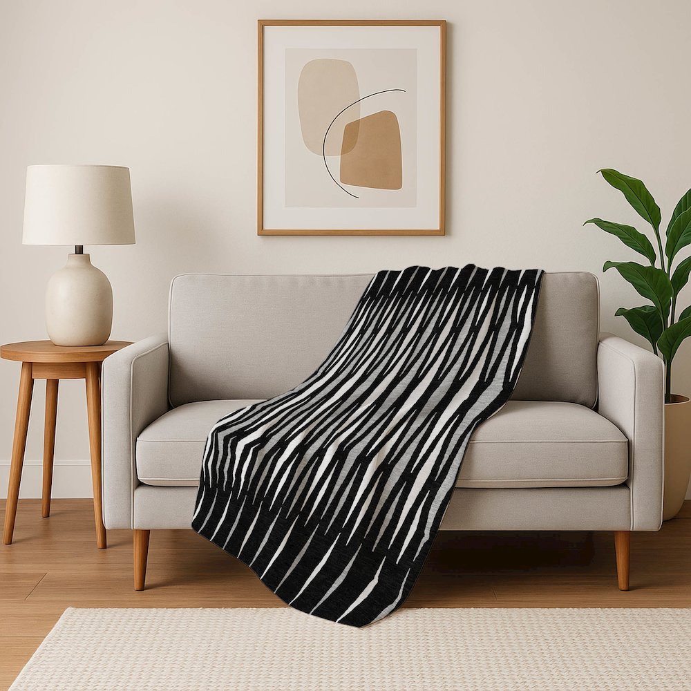 Premium Machine Washable ASB881 Black 50" x 70" Sherpa Throw Blanket. Picture 5