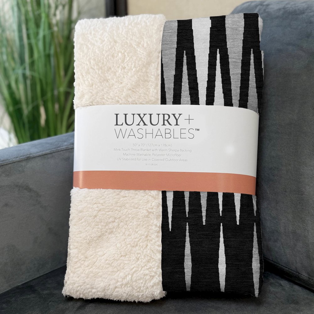 Premium Machine Washable ASB881 Black 50" x 70" Sherpa Throw Blanket. Picture 3
