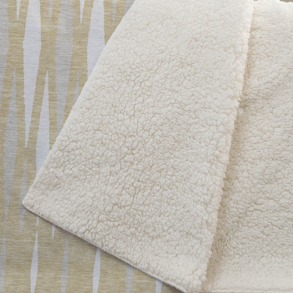 Premium Machine Washable ASB881 Gold 50" x 70" Sherpa Throw Blanket. Picture 2