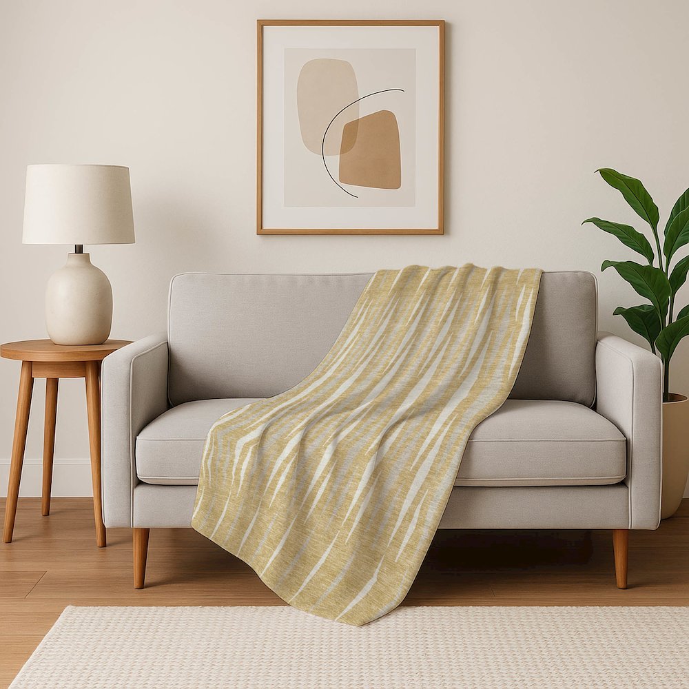 Premium Machine Washable ASB881 Gold 50" x 70" Sherpa Throw Blanket. Picture 5