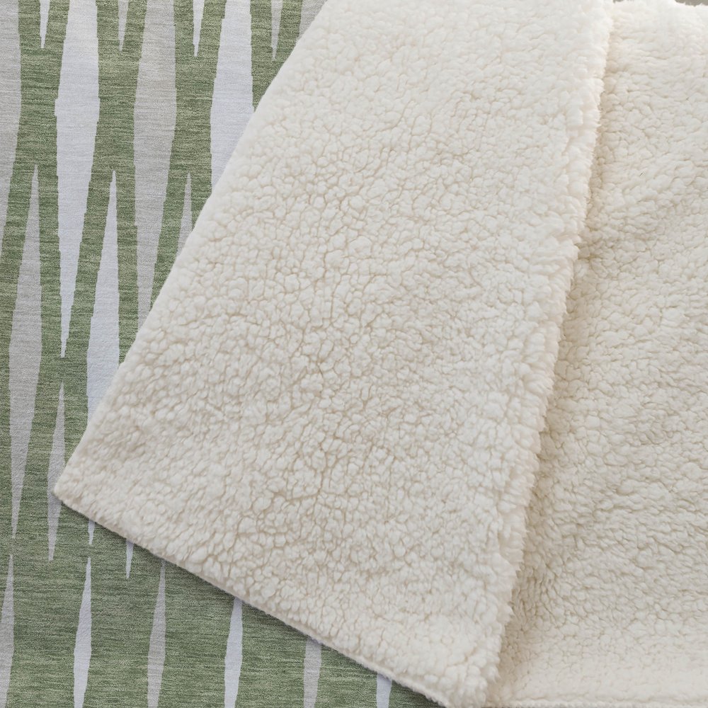 Premium Machine Washable ASB881 Green 50" x 70" Sherpa Throw Blanket. Picture 2