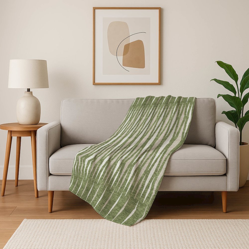 Premium Machine Washable ASB881 Green 50" x 70" Sherpa Throw Blanket. Picture 5