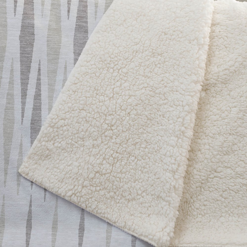 Premium Machine Washable ASB881 Ivory 50" x 70" Sherpa Throw Blanket. Picture 2
