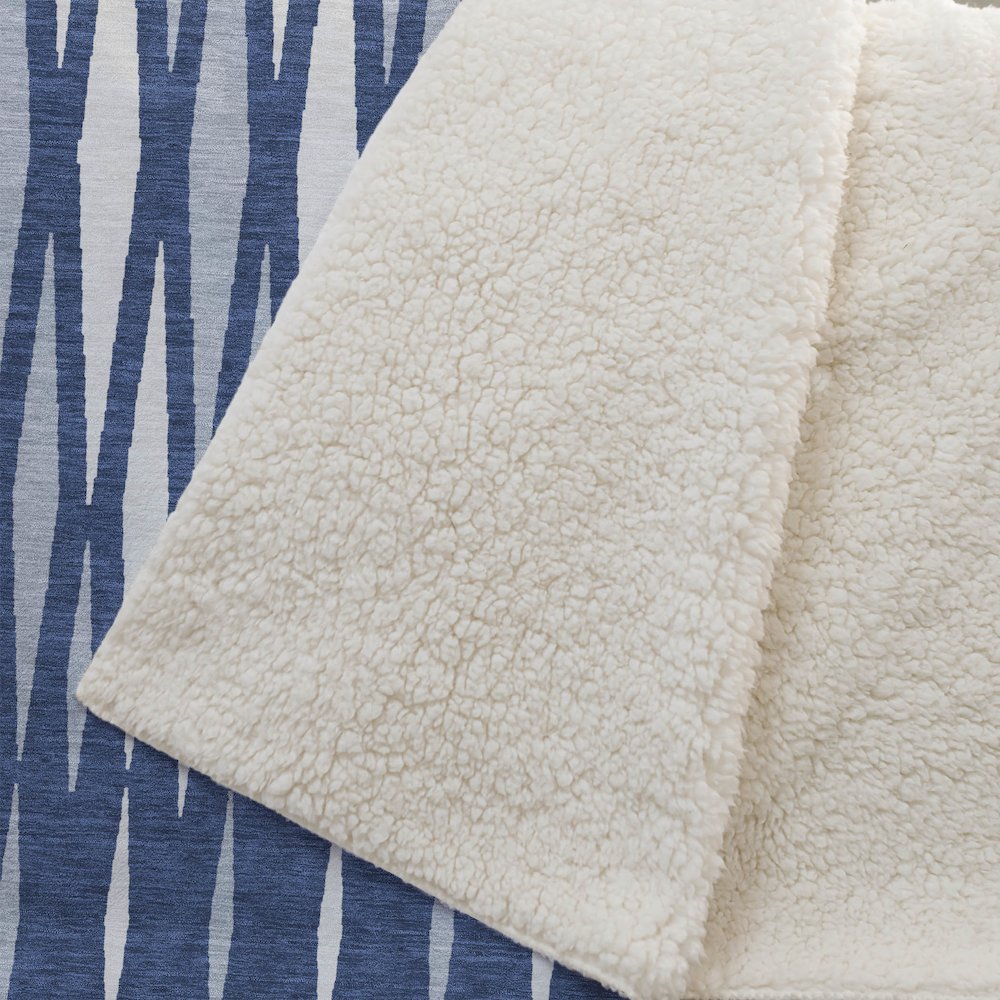 Premium Machine Washable ASB881 Navy 50" x 70" Sherpa Throw Blanket. Picture 2