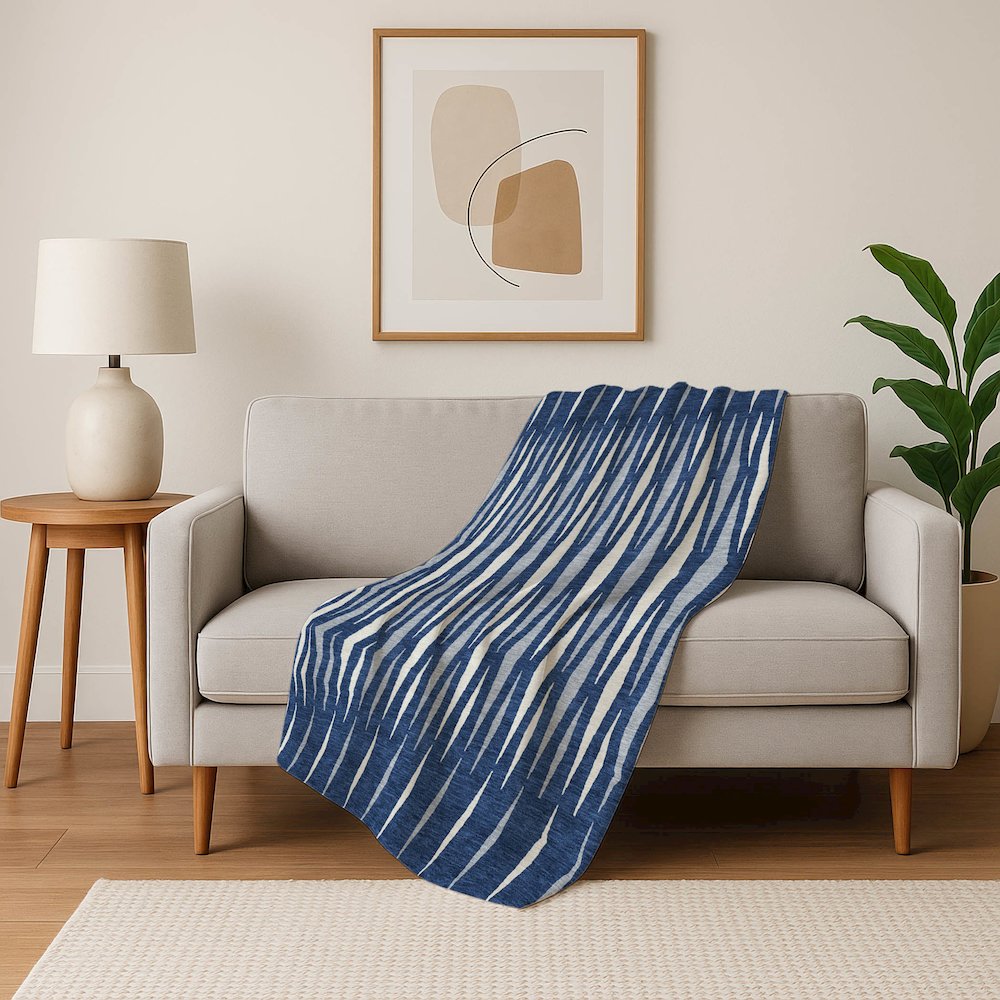 Premium Machine Washable ASB881 Navy 50" x 70" Sherpa Throw Blanket. Picture 5