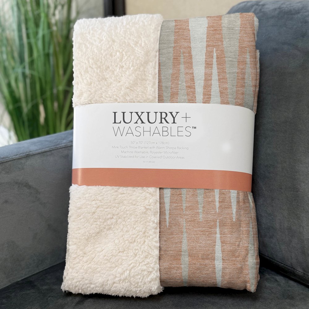 Premium Machine Washable ASB881 Salmon 50" x 70" Sherpa Throw Blanket. Picture 3