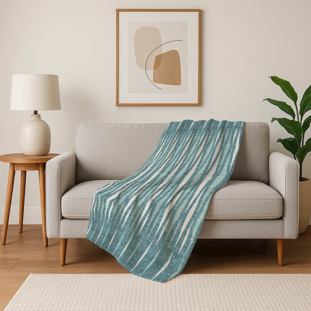 Premium Machine Washable ASB881 Teal 50" x 70" Sherpa Throw Blanket. Picture 5