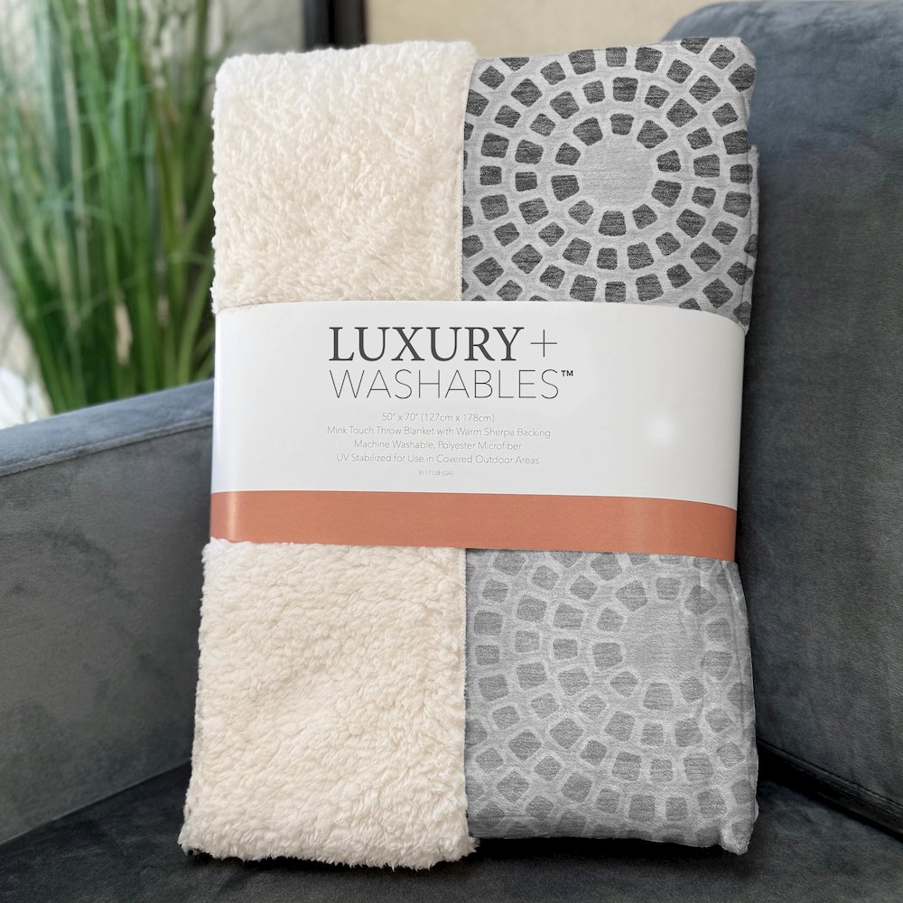 Premium Machine Washable ASB882 Gray 50" x 70" Sherpa Throw Blanket. Picture 3
