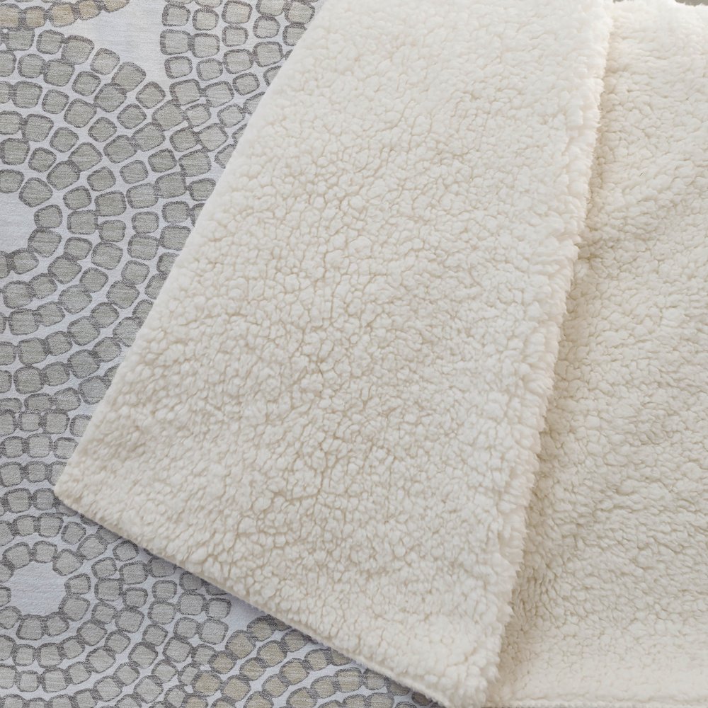 Premium Machine Washable ASB882 Ivory 50" x 70" Sherpa Throw Blanket. Picture 2