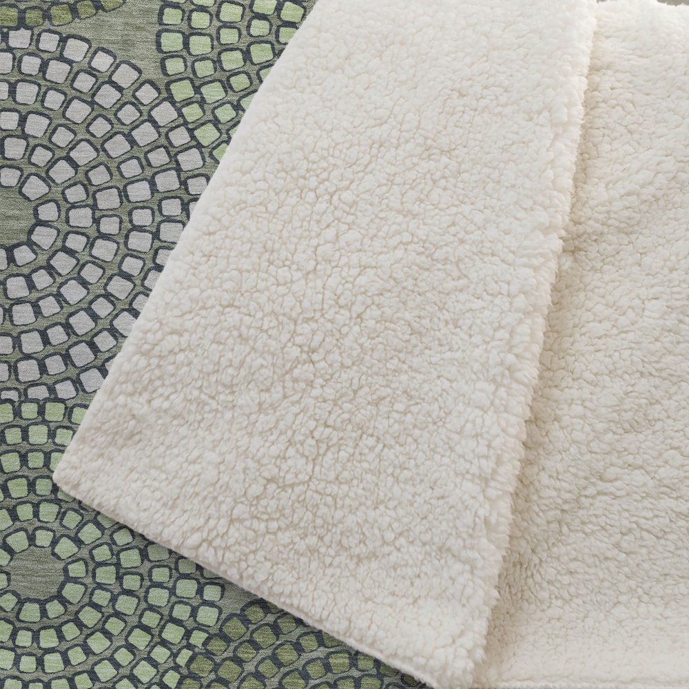 Premium Machine Washable ASB882 Olive 50" x 70" Sherpa Throw Blanket. Picture 2