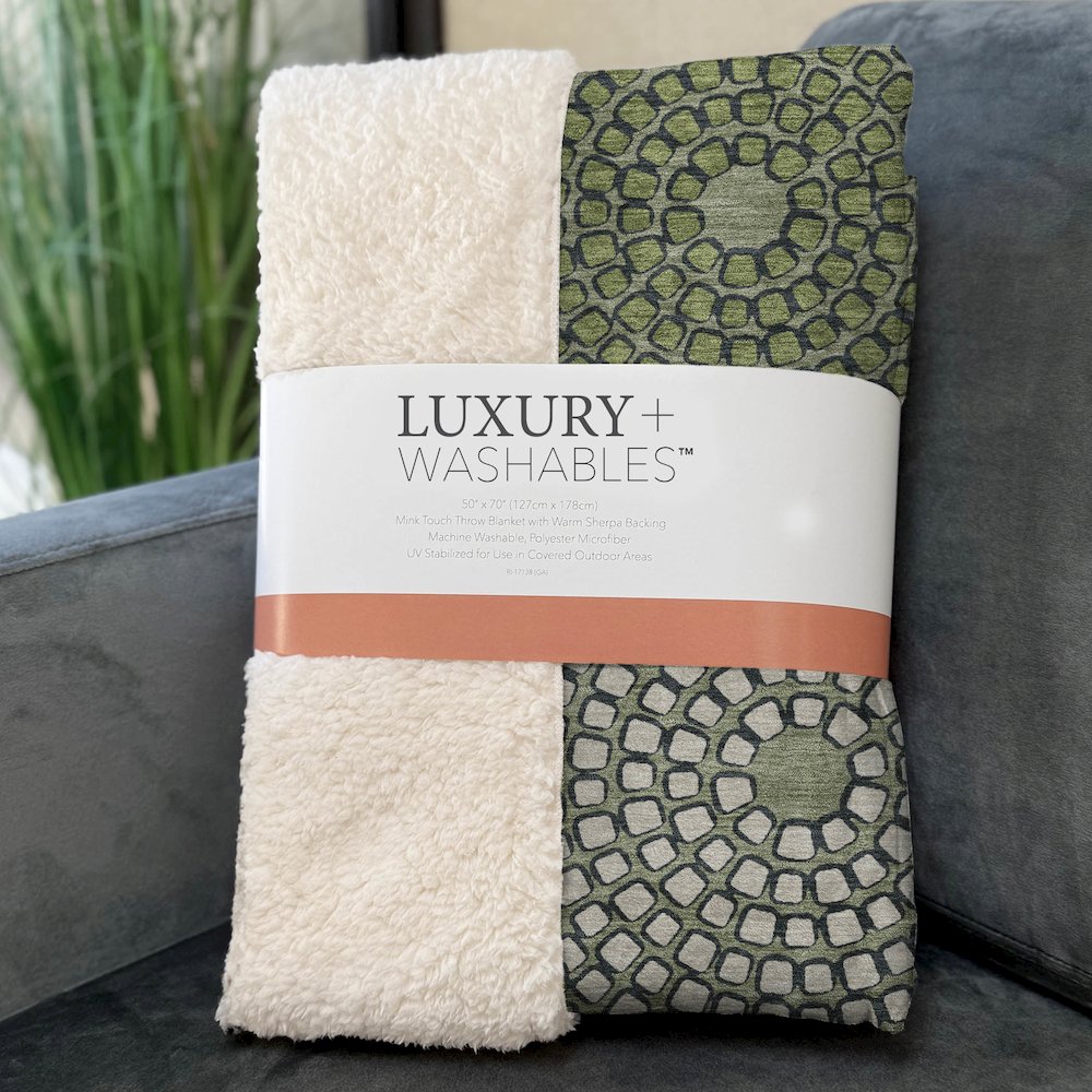 Premium Machine Washable ASB882 Olive 50" x 70" Sherpa Throw Blanket. Picture 3