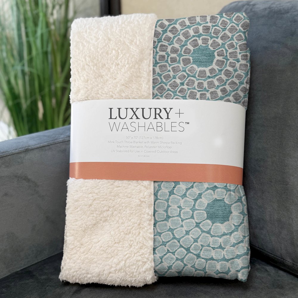 Premium Machine Washable ASB882 Teal 50" x 70" Sherpa Throw Blanket. Picture 3
