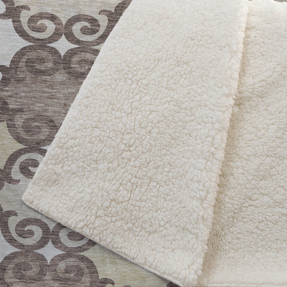 Premium Machine Washable ASB883 Brown 50" x 70" Sherpa Throw Blanket. Picture 2