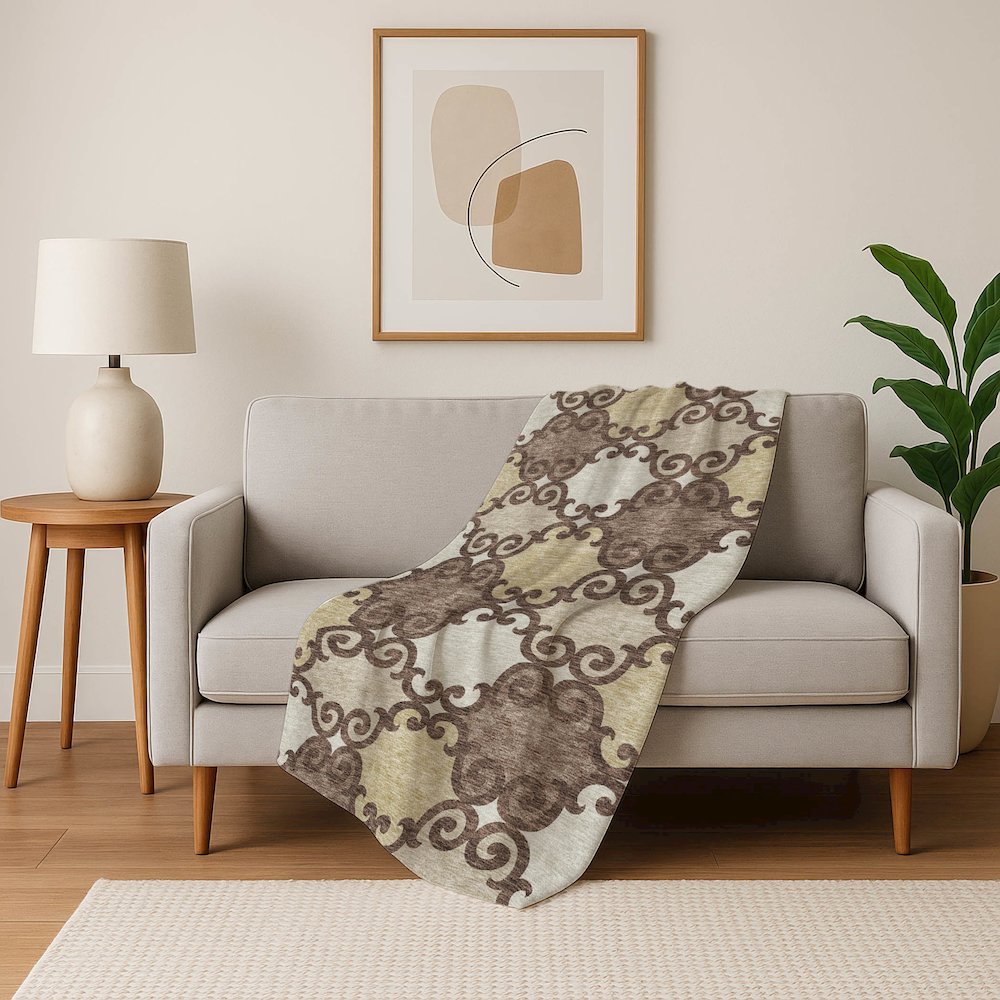 Premium Machine Washable ASB883 Brown 50" x 70" Sherpa Throw Blanket. Picture 5
