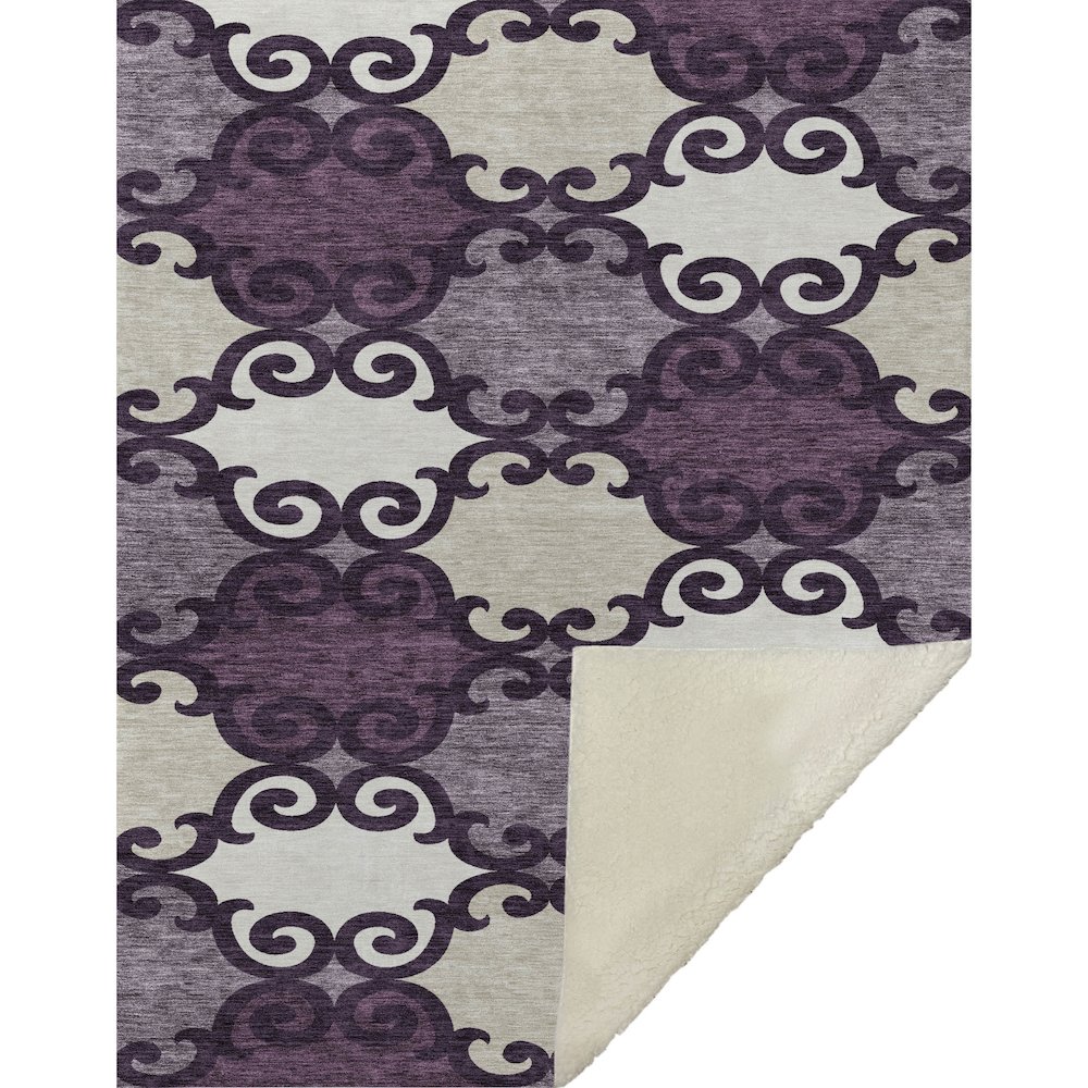 Premium Machine Washable ASB883 Eggplant 50" x 70" Sherpa Throw Blanket. Picture 1