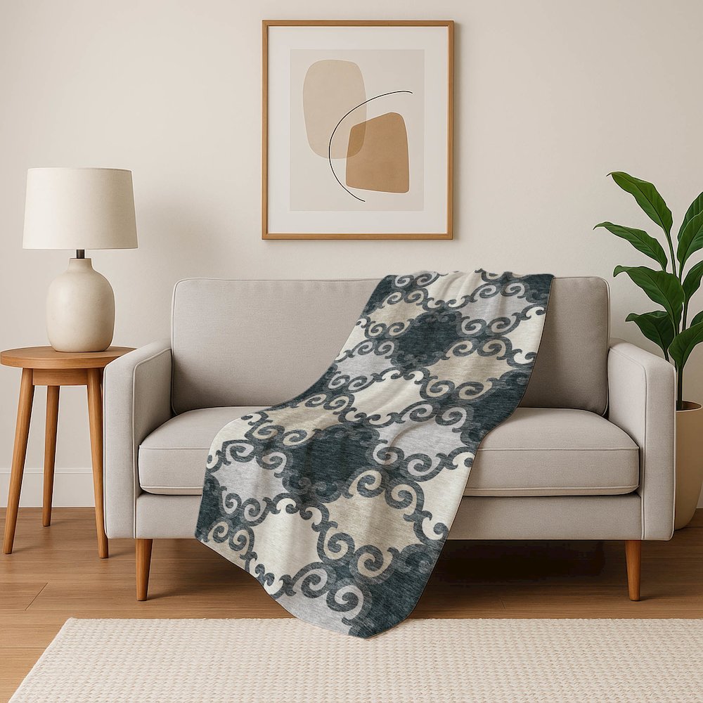 Premium Machine Washable ASB883 Gray 50" x 70" Sherpa Throw Blanket. Picture 5