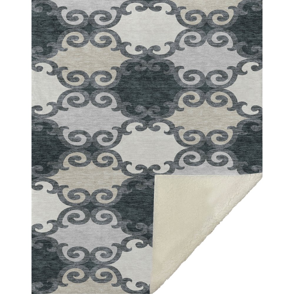 Premium Machine Washable ASB883 Gray 50" x 70" Sherpa Throw Blanket. Picture 1
