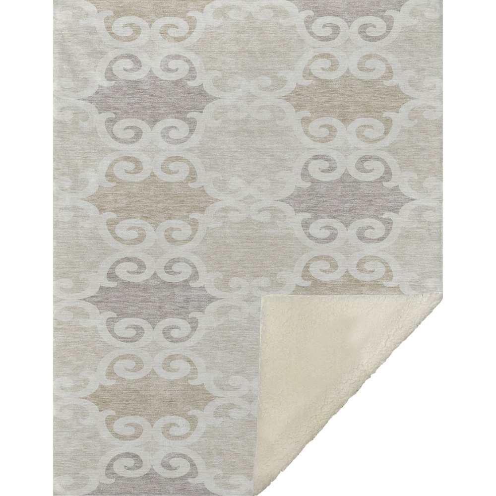 Premium Machine Washable ASB883 Ivory 50" x 70" Sherpa Throw Blanket. Picture 1