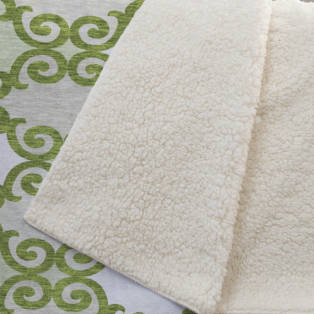 Premium Machine Washable ASB883 Lime 50" x 70" Sherpa Throw Blanket. Picture 2