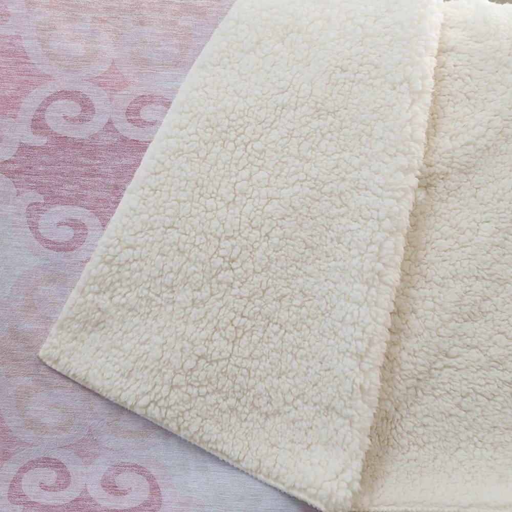 Premium Machine Washable ASB883 Pink 50" x 70" Sherpa Throw Blanket. Picture 2