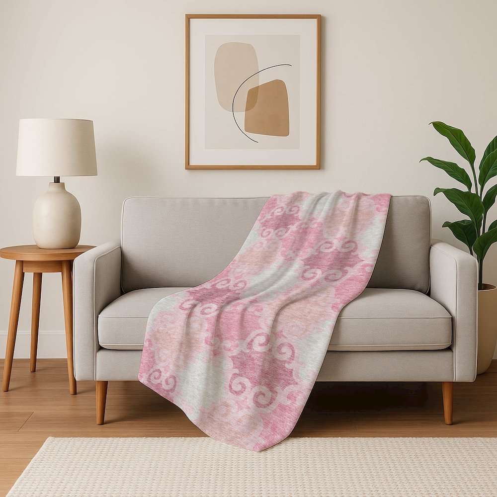 Premium Machine Washable ASB883 Pink 50" x 70" Sherpa Throw Blanket. Picture 5