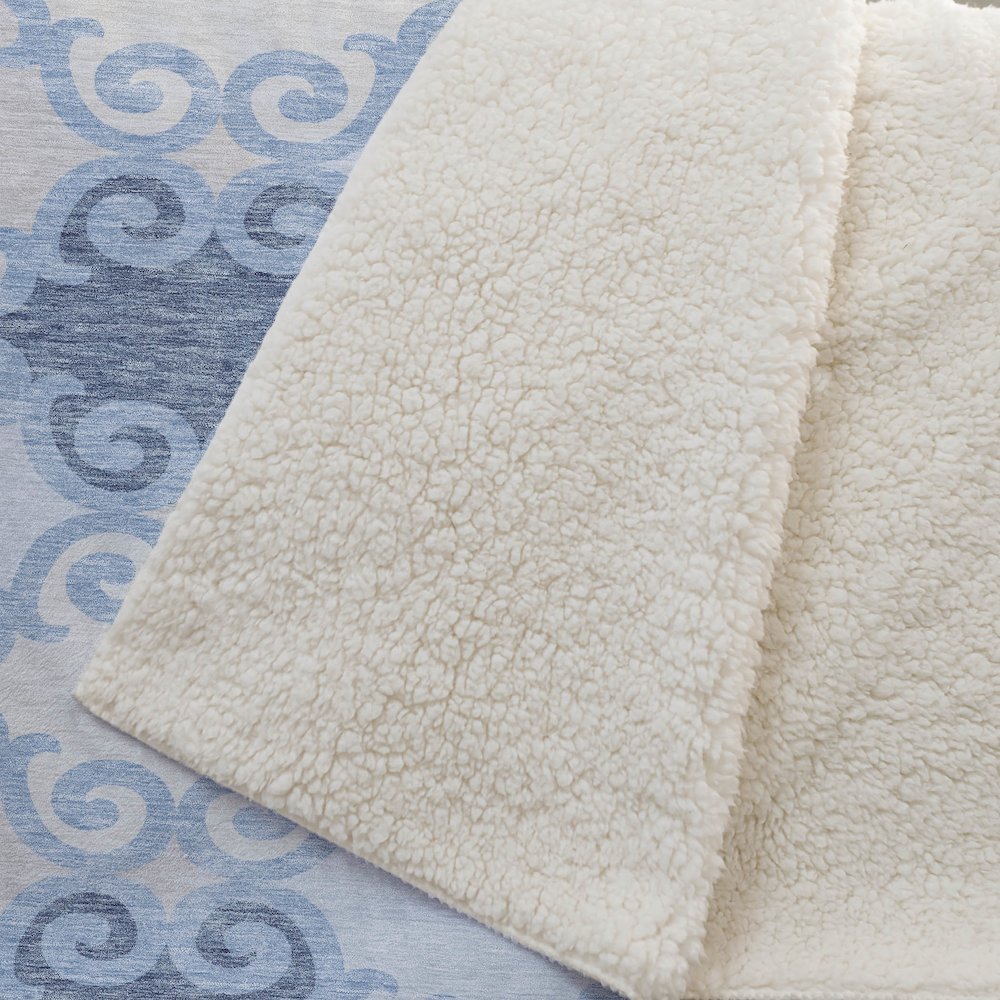 Premium Machine Washable ASB883 Sky 50" x 70" Sherpa Throw Blanket. Picture 2
