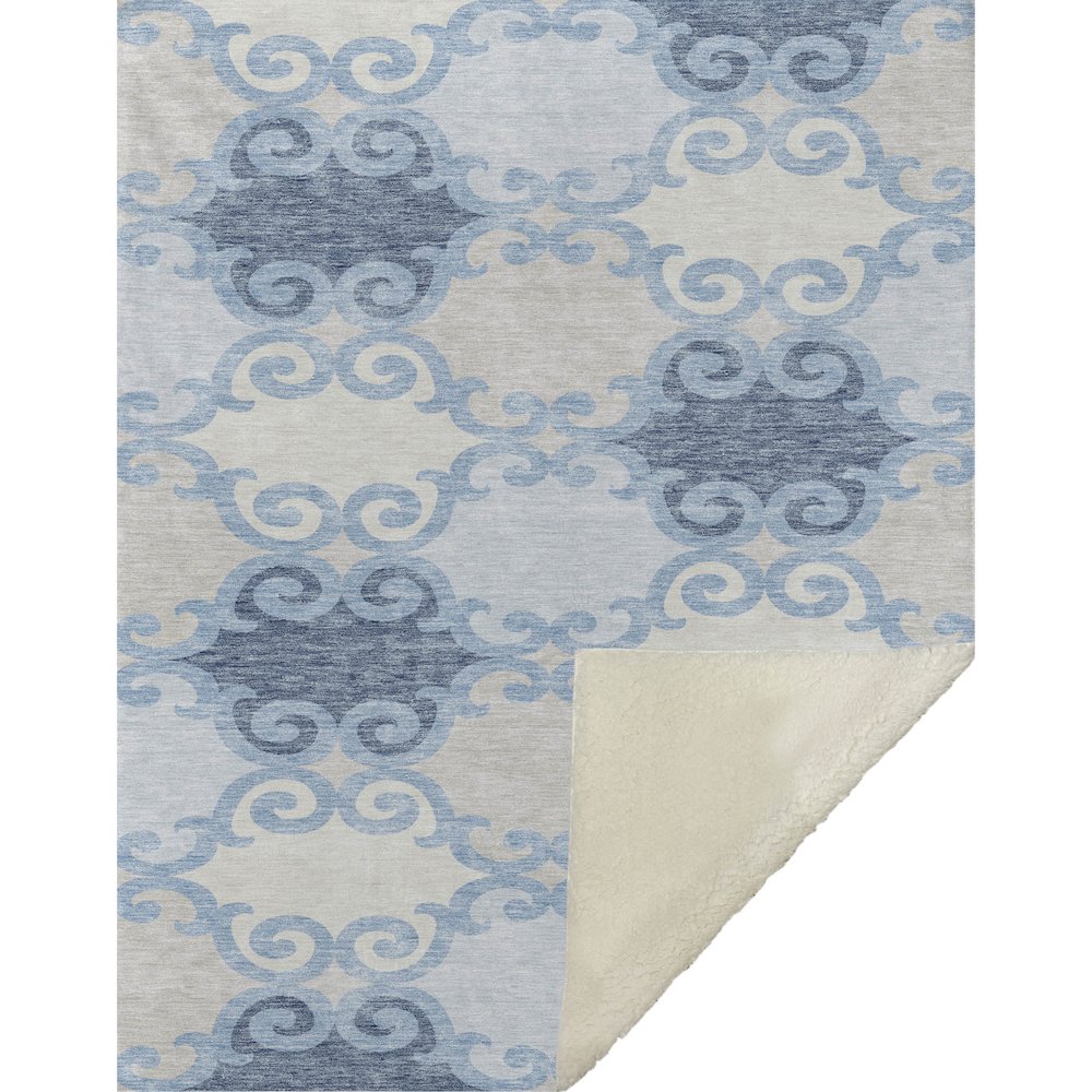 Premium Machine Washable ASB883 Sky 50" x 70" Sherpa Throw Blanket. Picture 1
