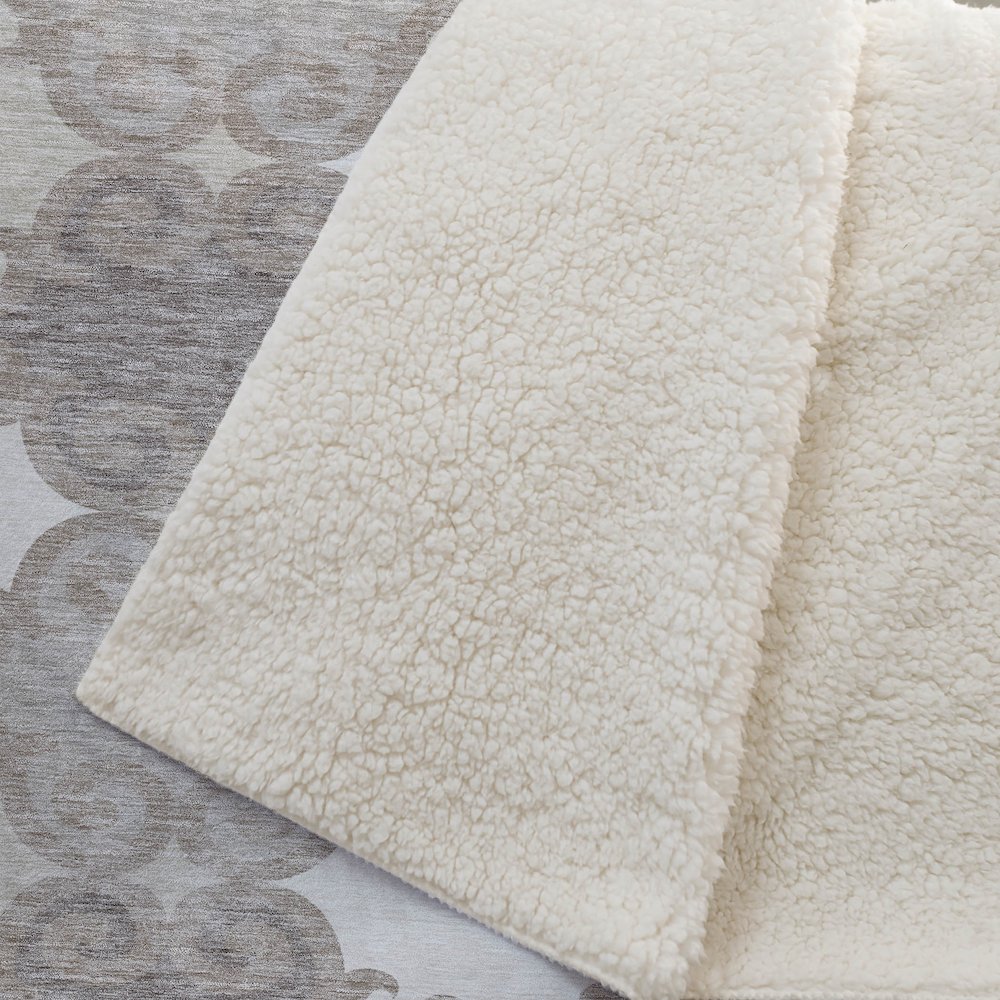 Premium Machine Washable ASB883 Taupe 50" x 70" Sherpa Throw Blanket. Picture 2