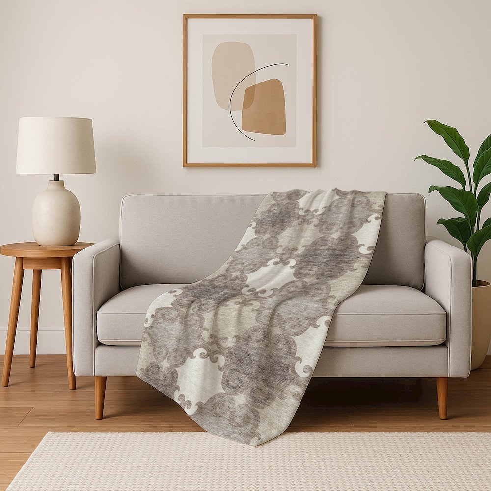 Premium Machine Washable ASB883 Taupe 50" x 70" Sherpa Throw Blanket. Picture 5